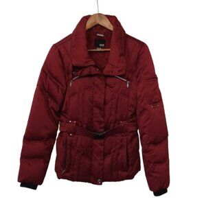 A NEW APPROACH Belted Down Feathers Red Puffer Jacket Winter Coat Size Small